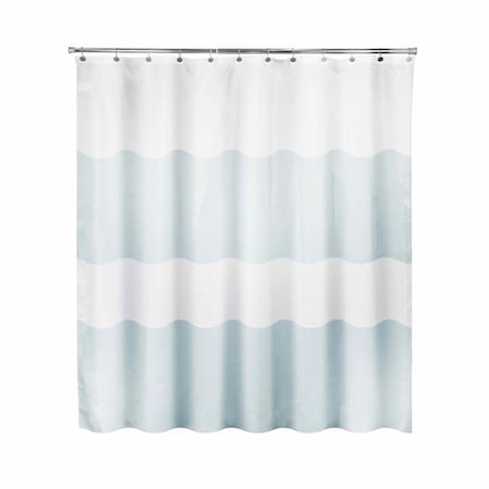 Kenney Mfg Embossed Microfiber Fabric Shower Curtain, 70in W x 72in H, Blue and White KN61173PS